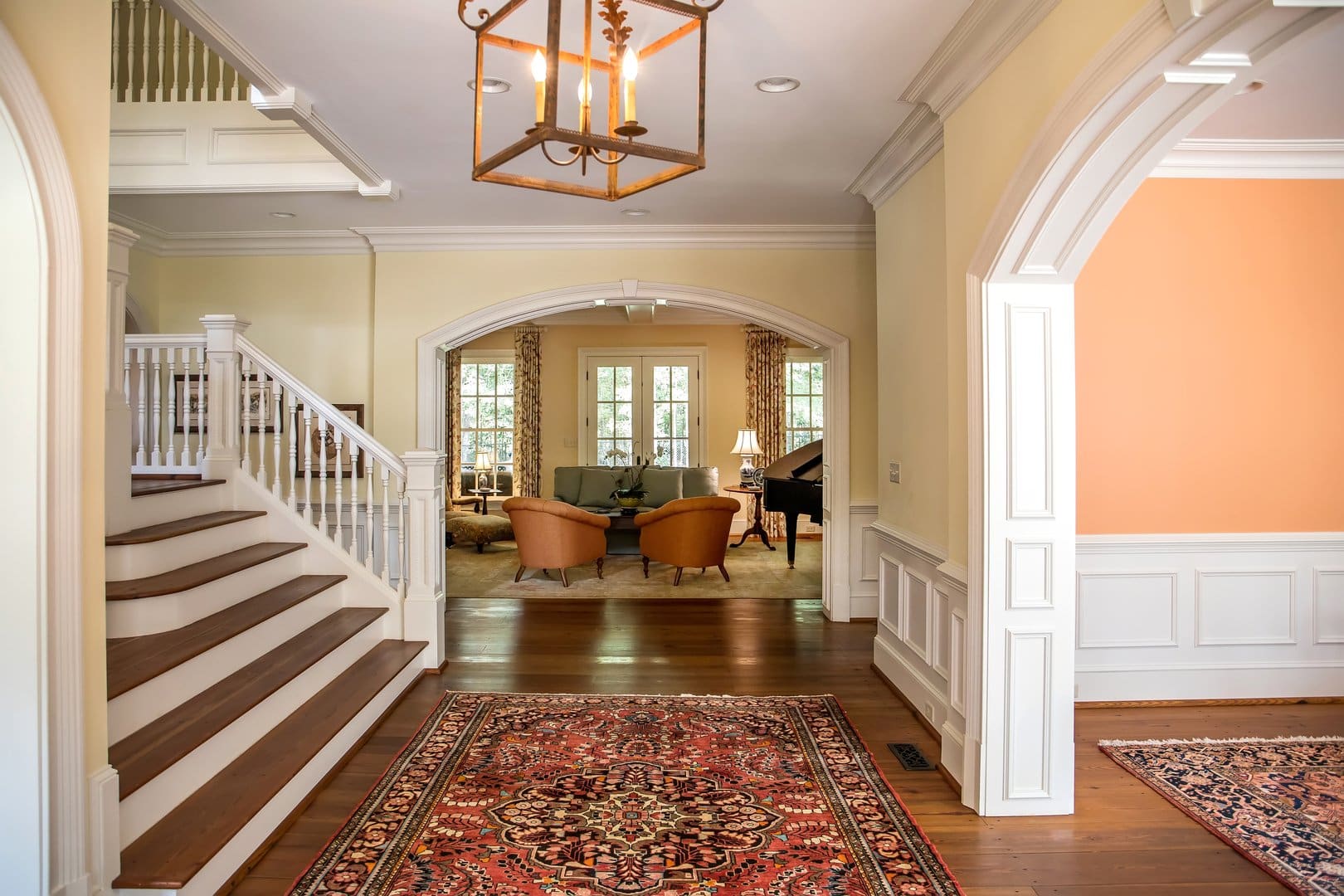Elegant Buckhead home entrance with Oriental rug - professional rug cleaning services in Atlanta