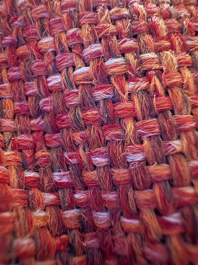 Close-up of hand-knotted Persian rug fibers