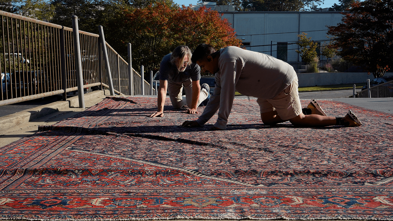 S&S Rug Cleaners professional rug washing facility - expert cleaning process for Oriental and Persian rugs in Alpharetta GA