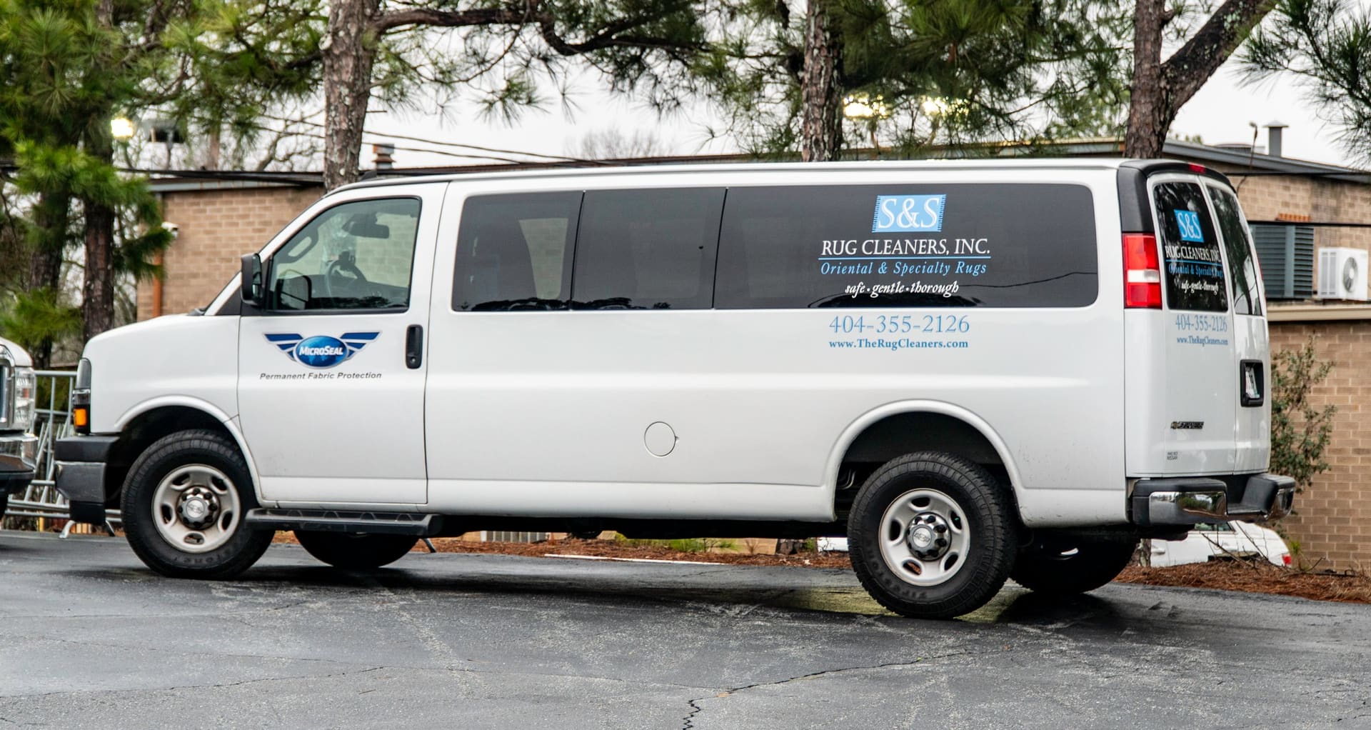 S&S Rug Cleaners free pickup and delivery van in Atlanta - save on professional rug cleaning cost