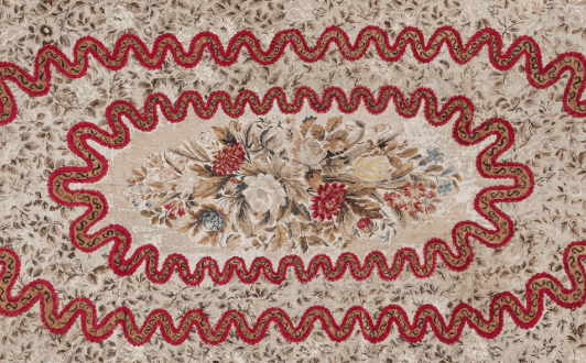 Elegant needlepoint and Aubusson rug with intricate handwoven floral patterns - professional delicate rug cleaning services