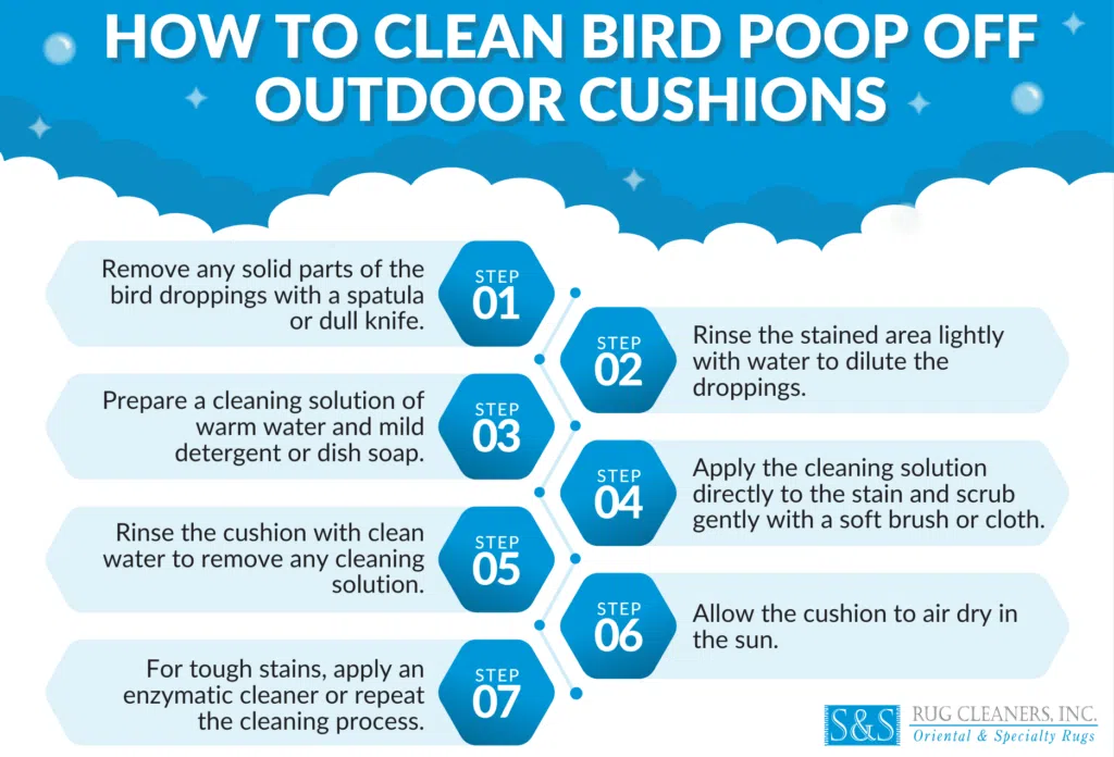 cleaning bird poop off outdoor cushions